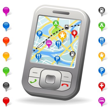 City Map on mobile phone clipart