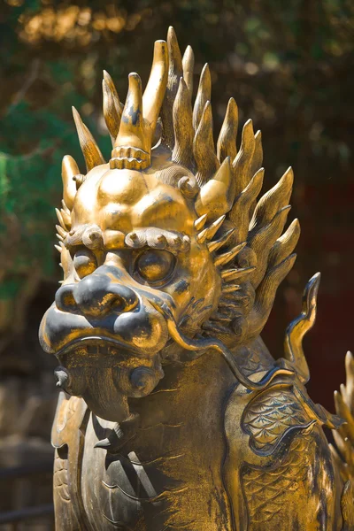 Χάλκινο λιοντάρι στον κήπο αυτοκράτορας της Κίνας — Φωτογραφία Αρχείου