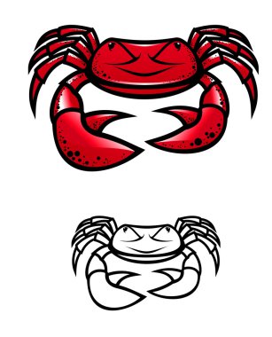 Red crab with claws clipart