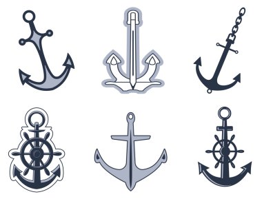 Set of anchor symbols clipart