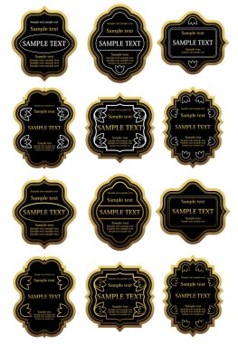 Set of gold and black labels clipart