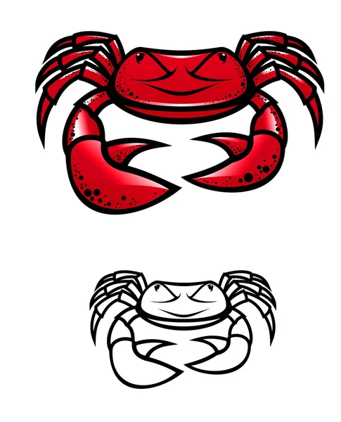 Red crab with claws — Stock Vector