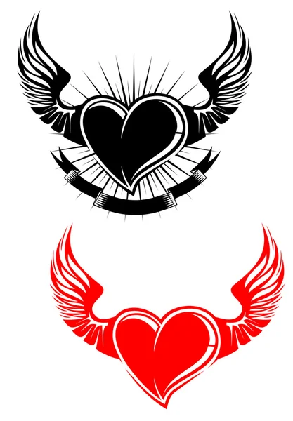 Coeur avec ailes — Image vectorielle