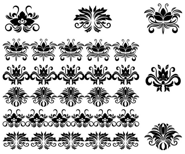 Bordures et motifs fleurs — Image vectorielle