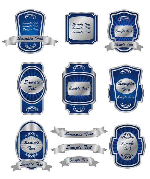Set di etichette vintage in argento — Vettoriale Stock