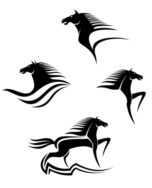 Cavalos pretos símbolos — Vetor de Stock