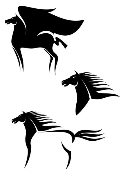 Emblemas de caballos negros — Archivo Imágenes Vectoriales