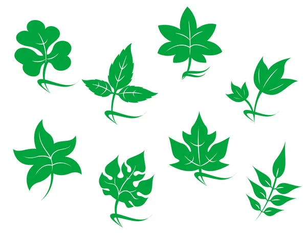 Set di foglie icone — Vettoriale Stock
