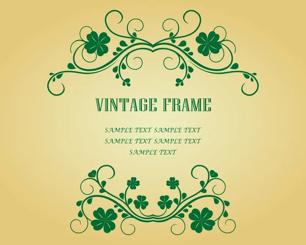 Vintage frame with clover - Stok Vektor