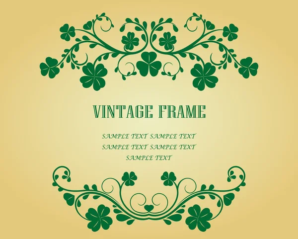 Vintage frame with clover — Stock Vector