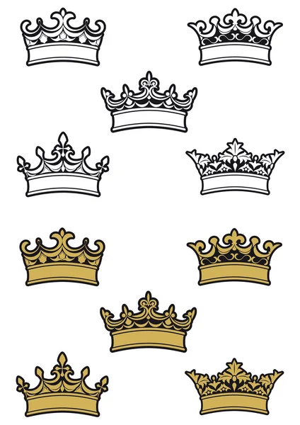 Heraldic crowns and diadems — Stock Vector