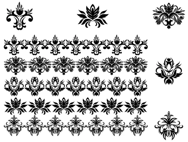 花のパターンと枠線 — ストックベクタ