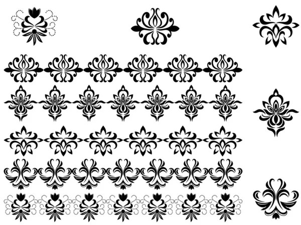 Las fronteras y los patrones de flor — Archivo Imágenes Vectoriales