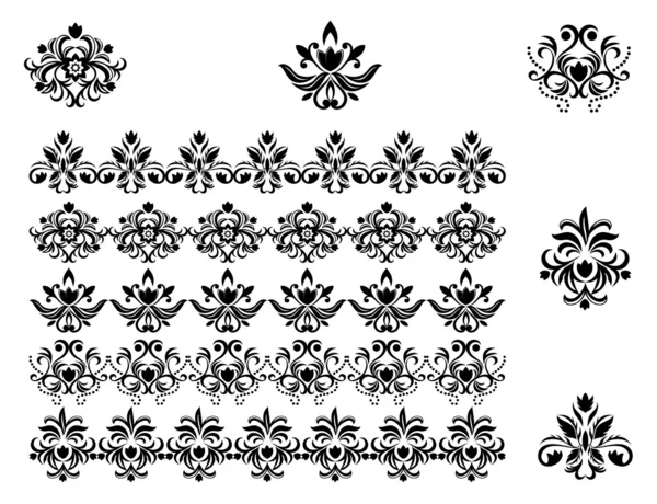 花のパターンと枠線 — ストックベクタ