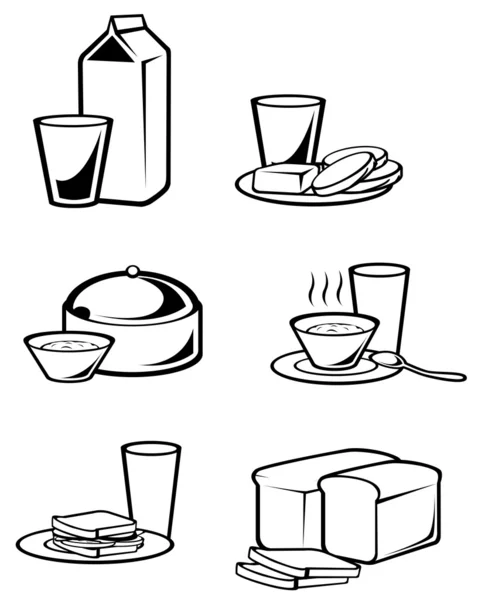 Frühstück essen Symbole — Stockvektor