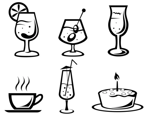 Coctel y bebida símbolos — Archivo Imágenes Vectoriales