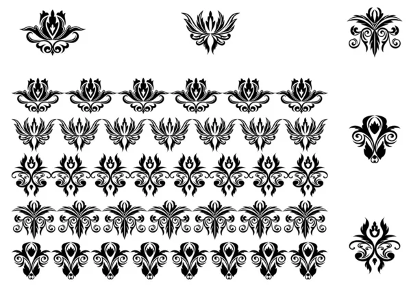 꽃 패턴 및 테두리 — 스톡 벡터