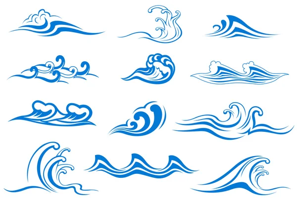 Set of wave symbols — Stock Vector