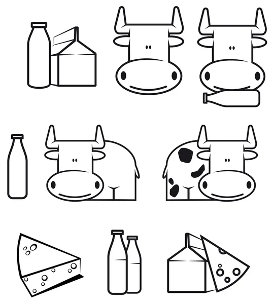 Cibo di mucca e latticini — Vettoriale Stock