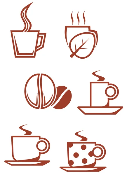 Símbolos de té y café — Vector de stock