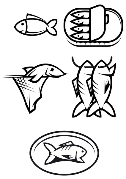 Símbolos de comida de peixe — Vetor de Stock