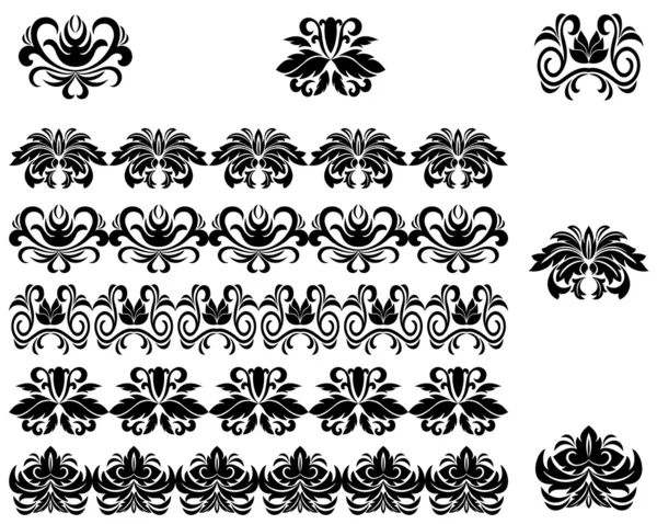 꽃 패턴 및 테두리 — 스톡 벡터