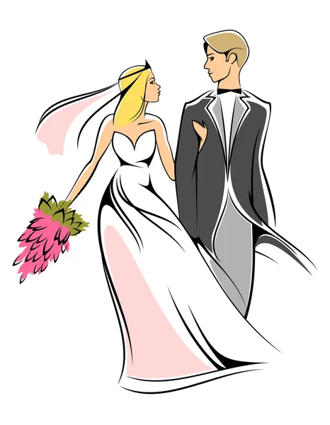 Bride and groom — Stock Vector