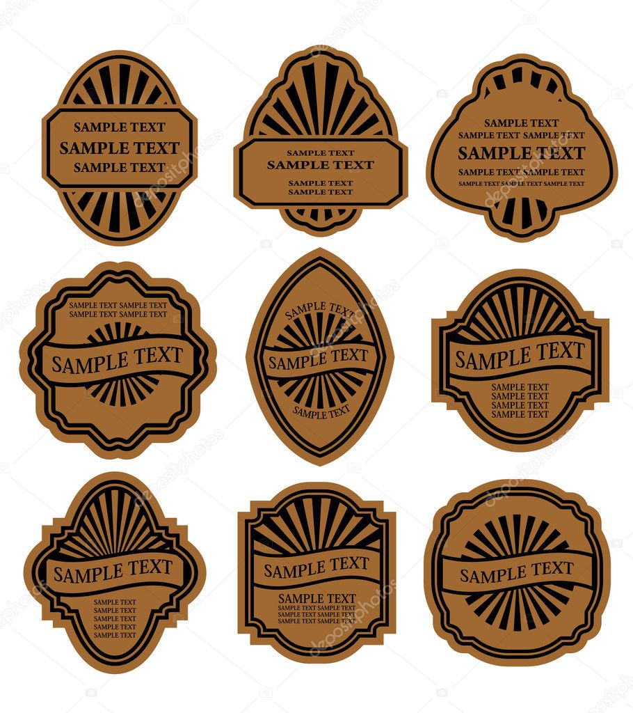 Set of vintage brown labels