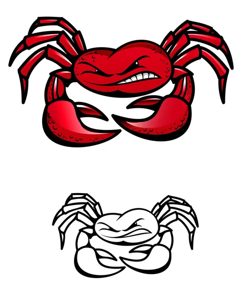 Red crab with claws — Stockvector