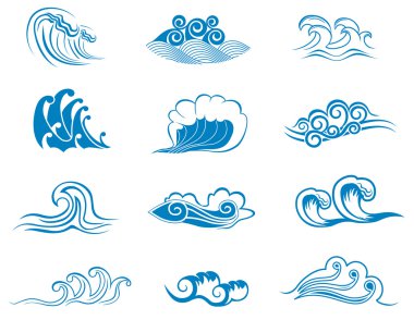 Set of wave symbols clipart