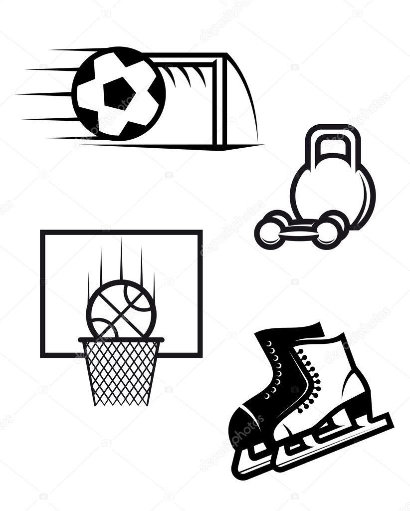 Set of sport symbols isolated on white