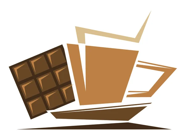 Tee- oder Kaffeesymbol mit Schokolade — Stockvektor