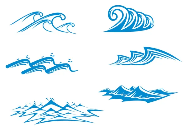 Reihe von Wellensymbolen — Stockvektor
