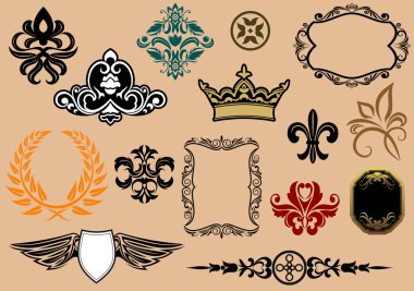 Set of royal heraldic elements clipart