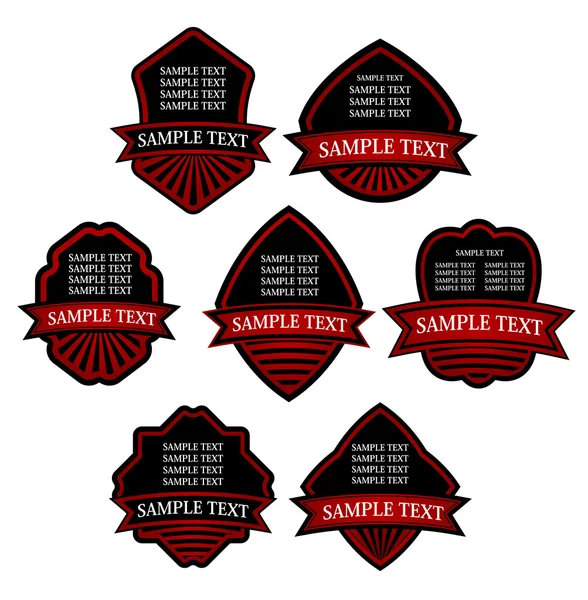 Ensemble d'étiquettes à rayures rouges — Image vectorielle