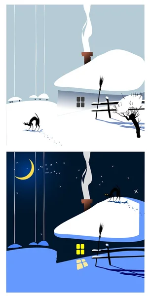 Village d'hiver — Image vectorielle