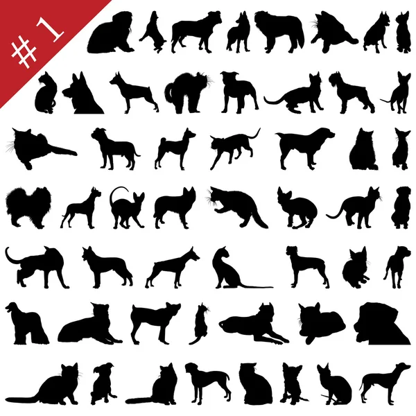 Pets silhouettes # 2 — Stock Vector