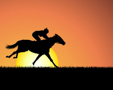 Horse on sunset background clipart