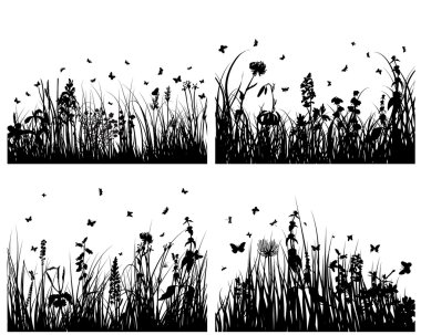 Grass silhouettes set clipart