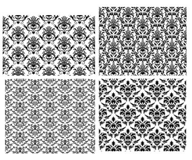 Seamless damask backgrounds set clipart