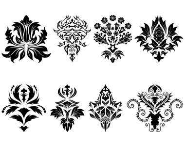 Damask emblem set clipart