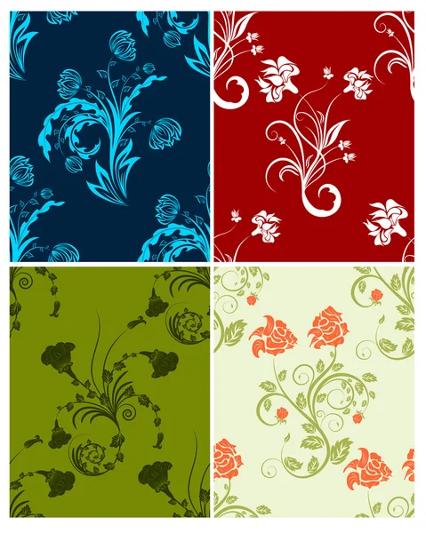 Set of color flowers backgrounds — Stock Vector