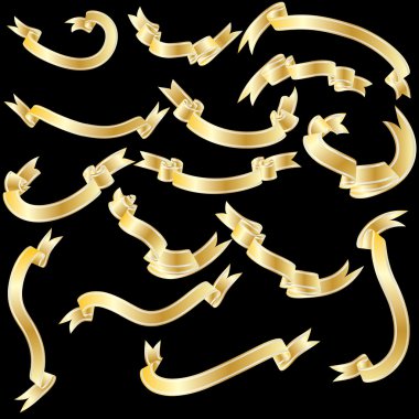 Gold ribbons set clipart