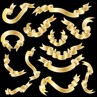 Gold ribbons set clipart