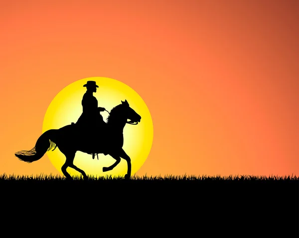 Koń na tle zachodu słońca — Wektor stockowy