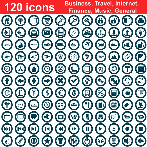 Sada 120 ikony — Stockový vektor