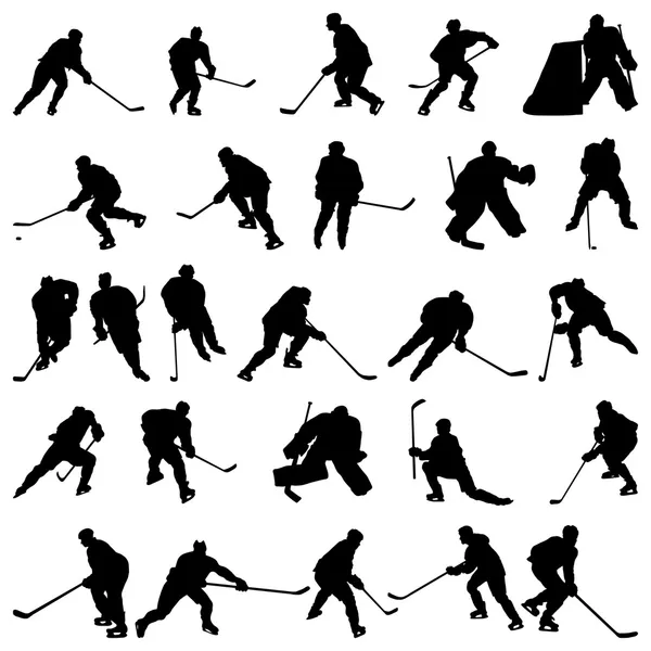Hokej siluety sada — Stockový vektor