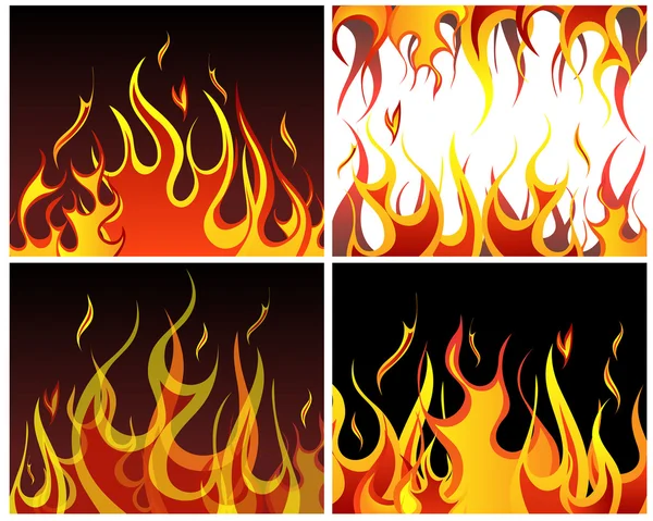 Ogień tło zestaw — Wektor stockowy