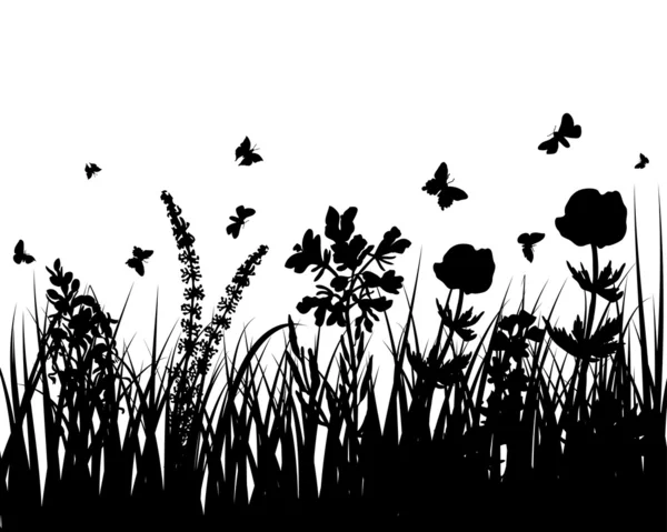 Meadow silhouettes — Stock Vector