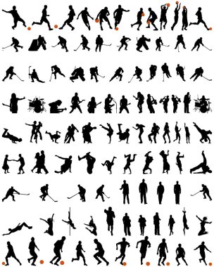 Dance and sport silhouettes set clipart